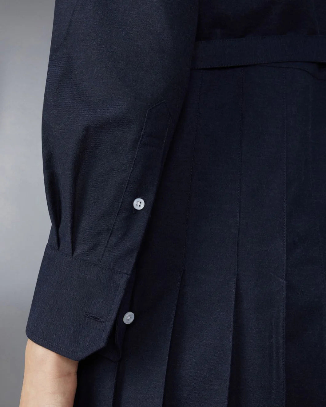 KNEE LENGTH LONG SLEEVE PLEATED DRESS - 6