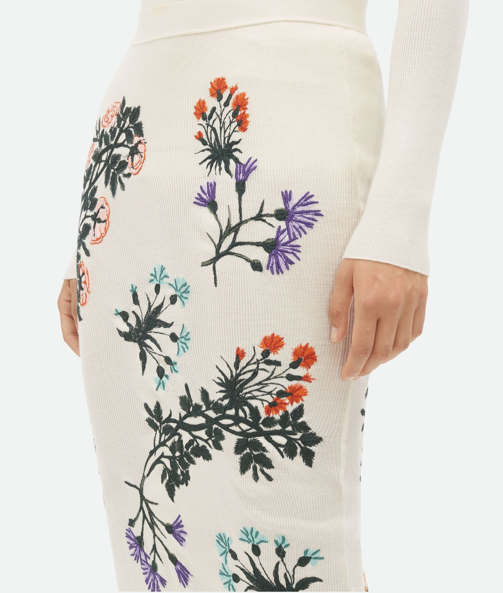 Wool Flowers Long Skirt - 4