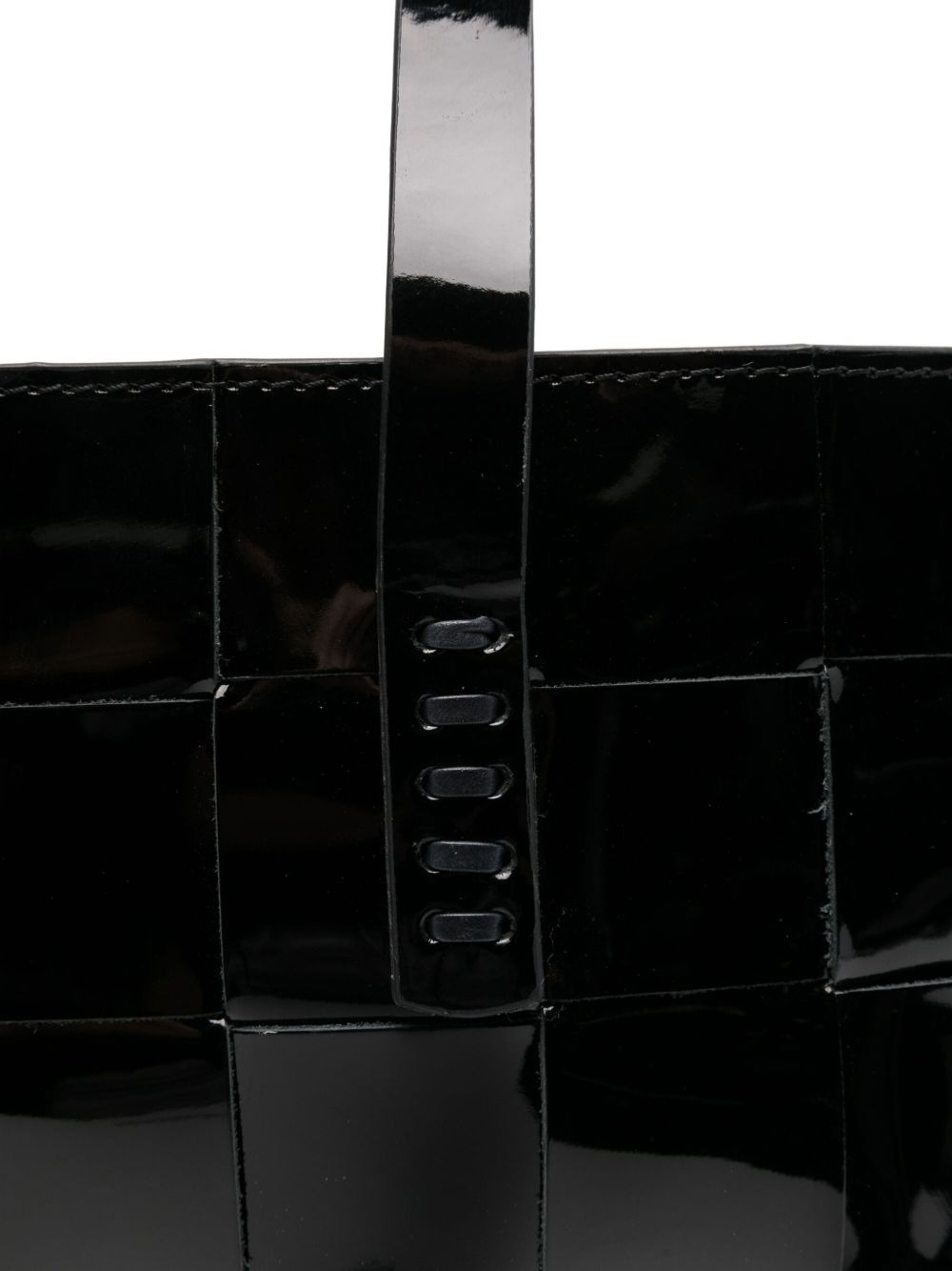 patent-leather-woven tote bag - 4