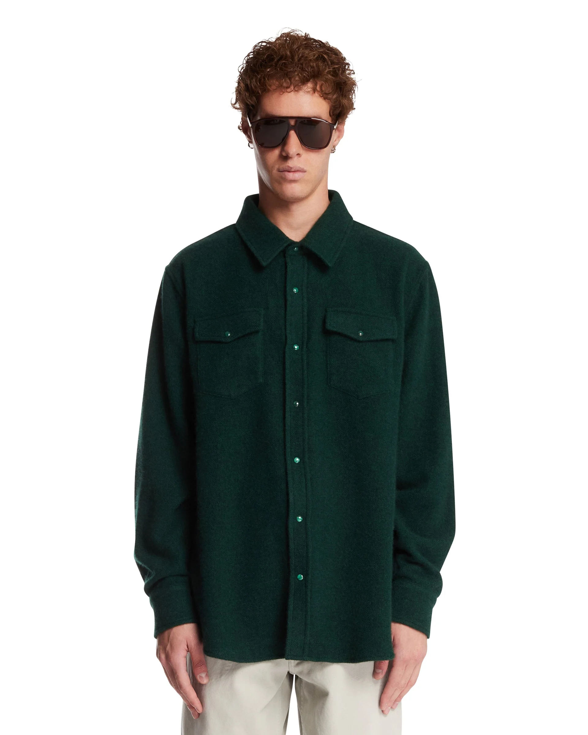 Green Cashmere Shirt - 1