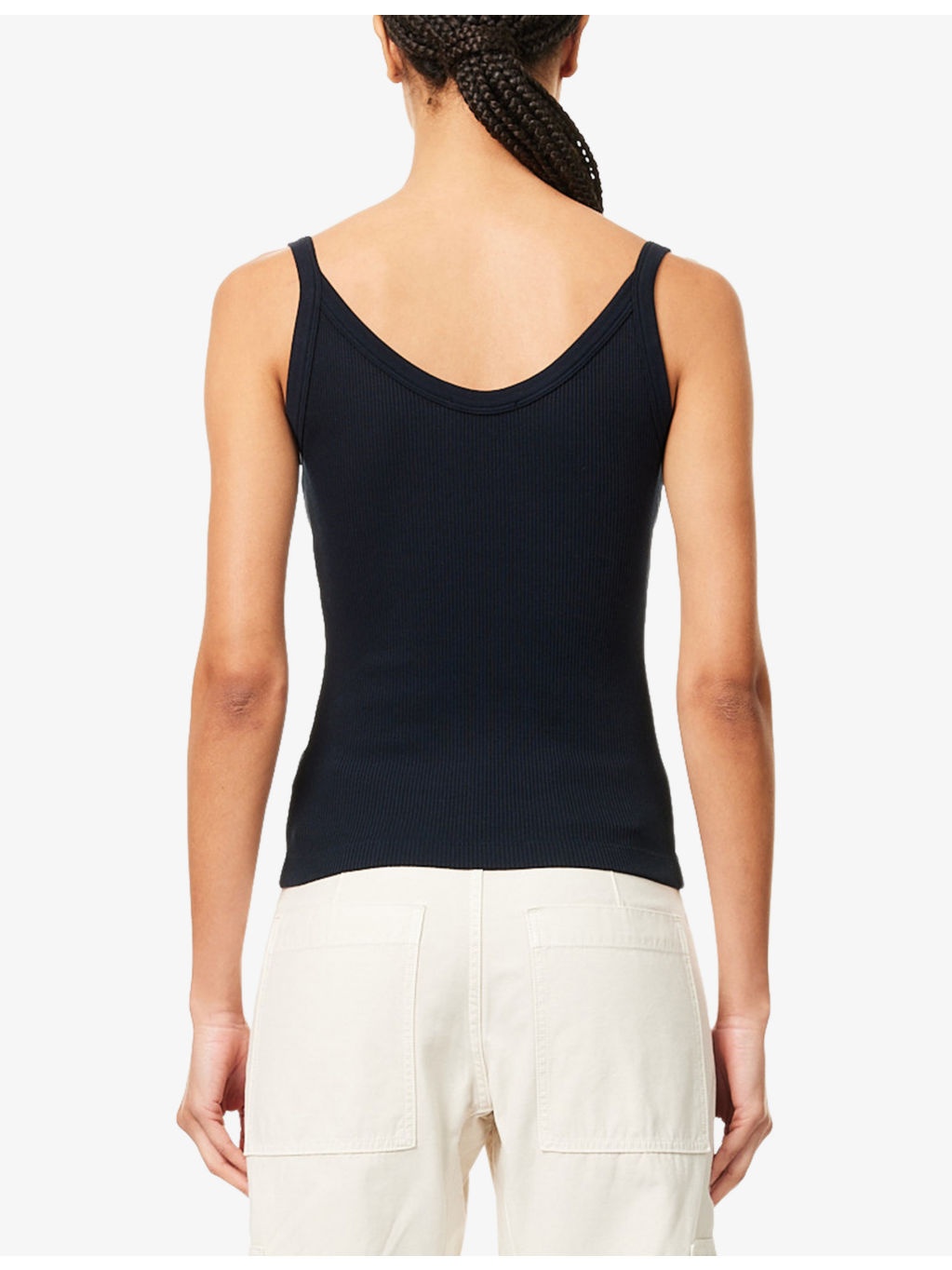 Jordan Scoop-Neck Ribbed Woven Tank-Top - 4