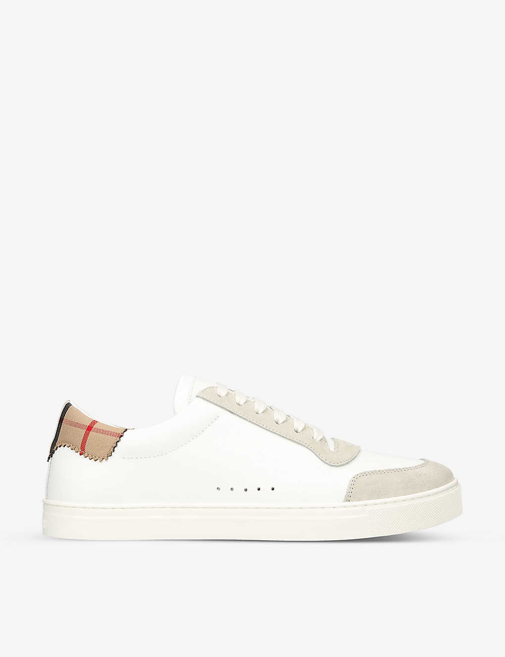 Robin check-insert leather low-top trainers - 1