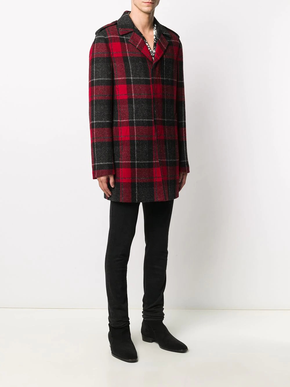 tartan single-breasted wool coat - 3