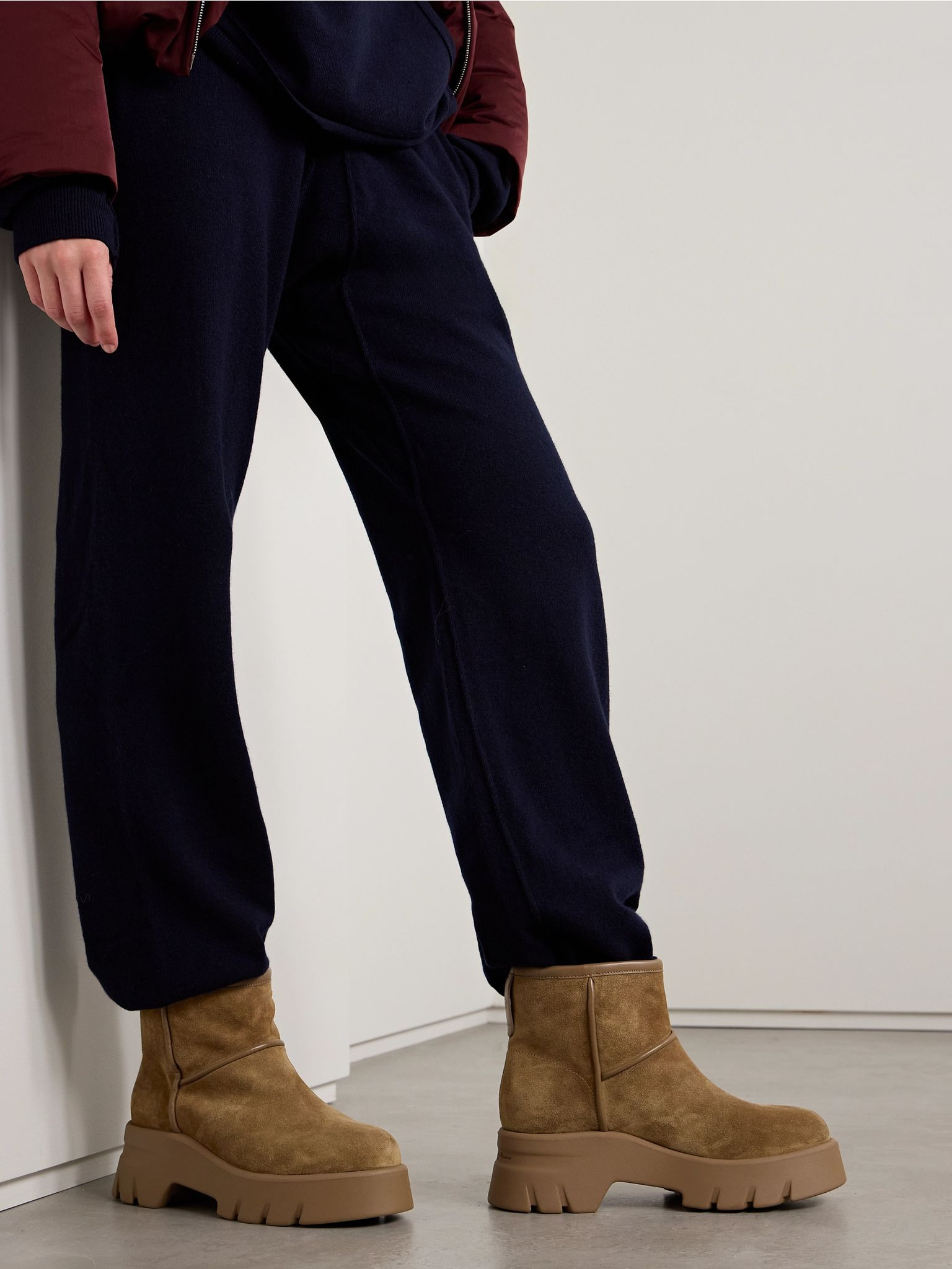 Stormy 50 shearling-lined leather-trimmed suede ankle boots Tan - 2