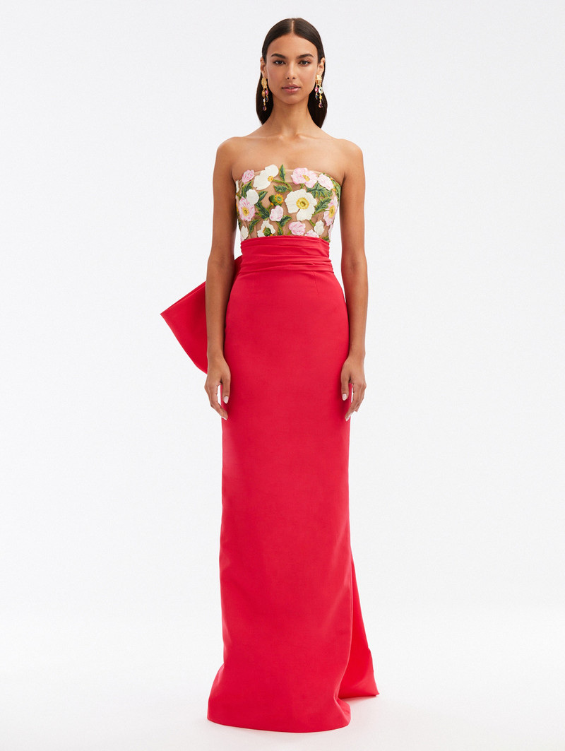 PAINTED POPPIES THREADWORK FAILLE GOWN 1