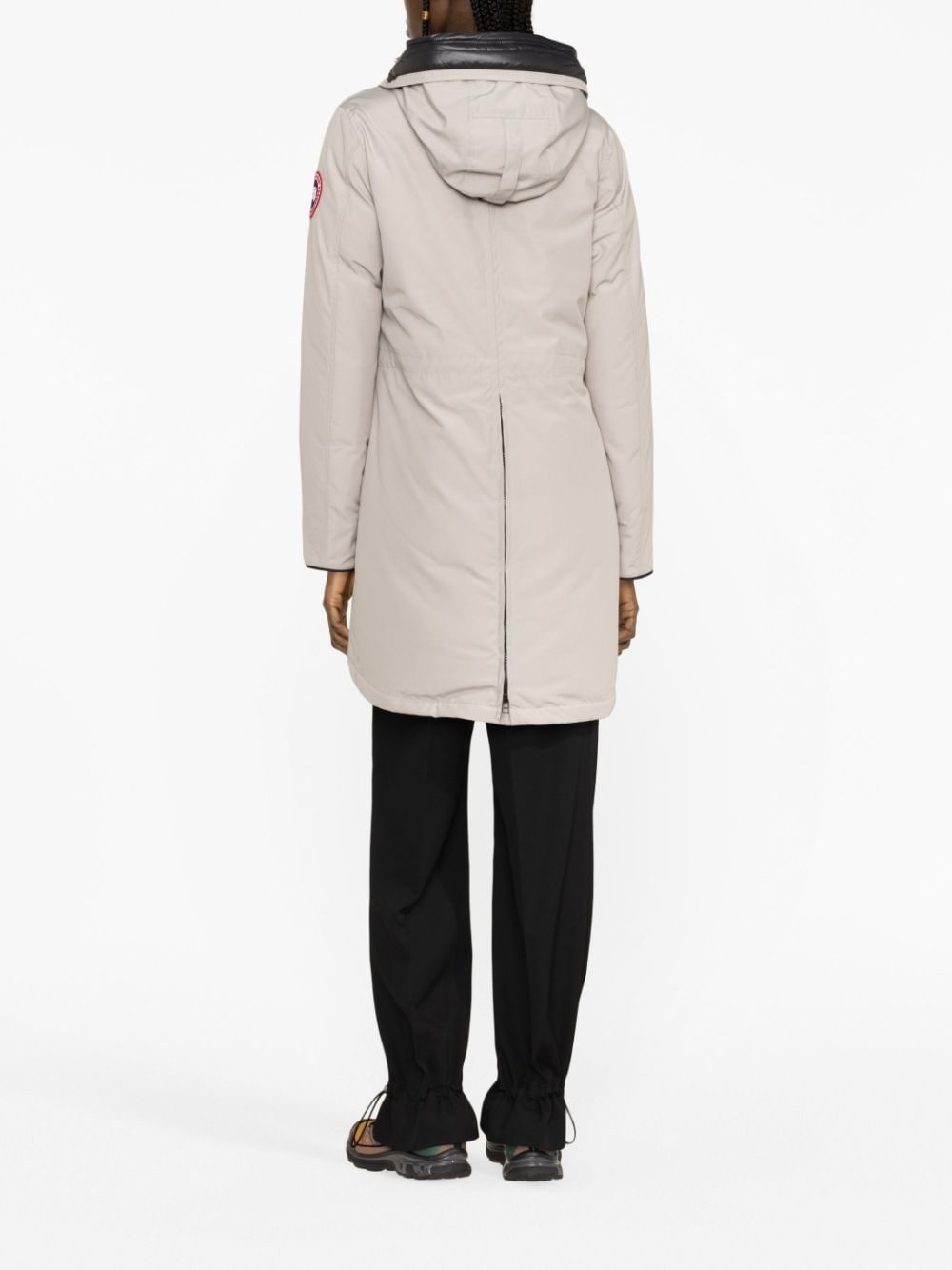 logo-patch hooded down coat - 5