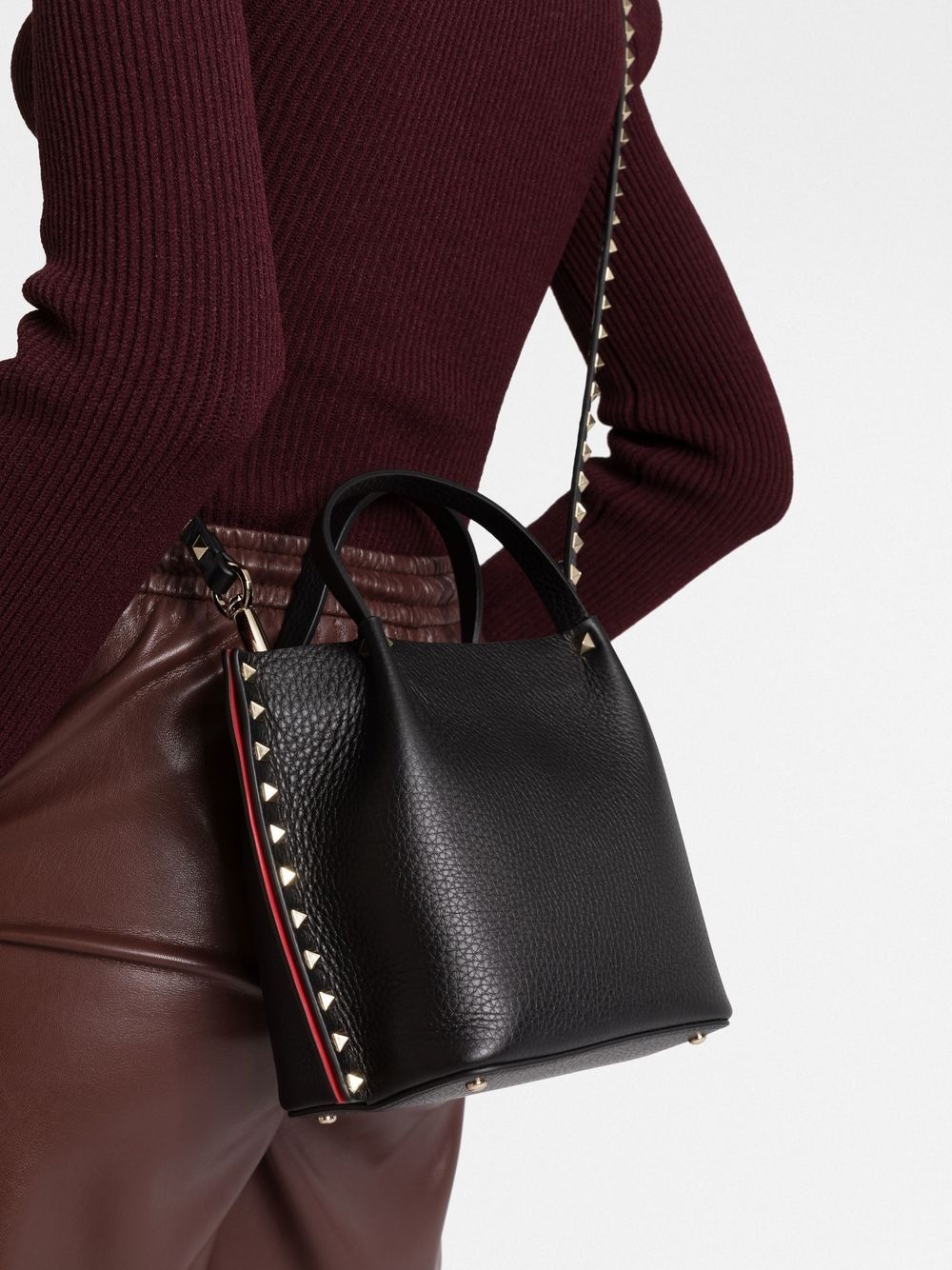 Rockstud leather tote bag - 3