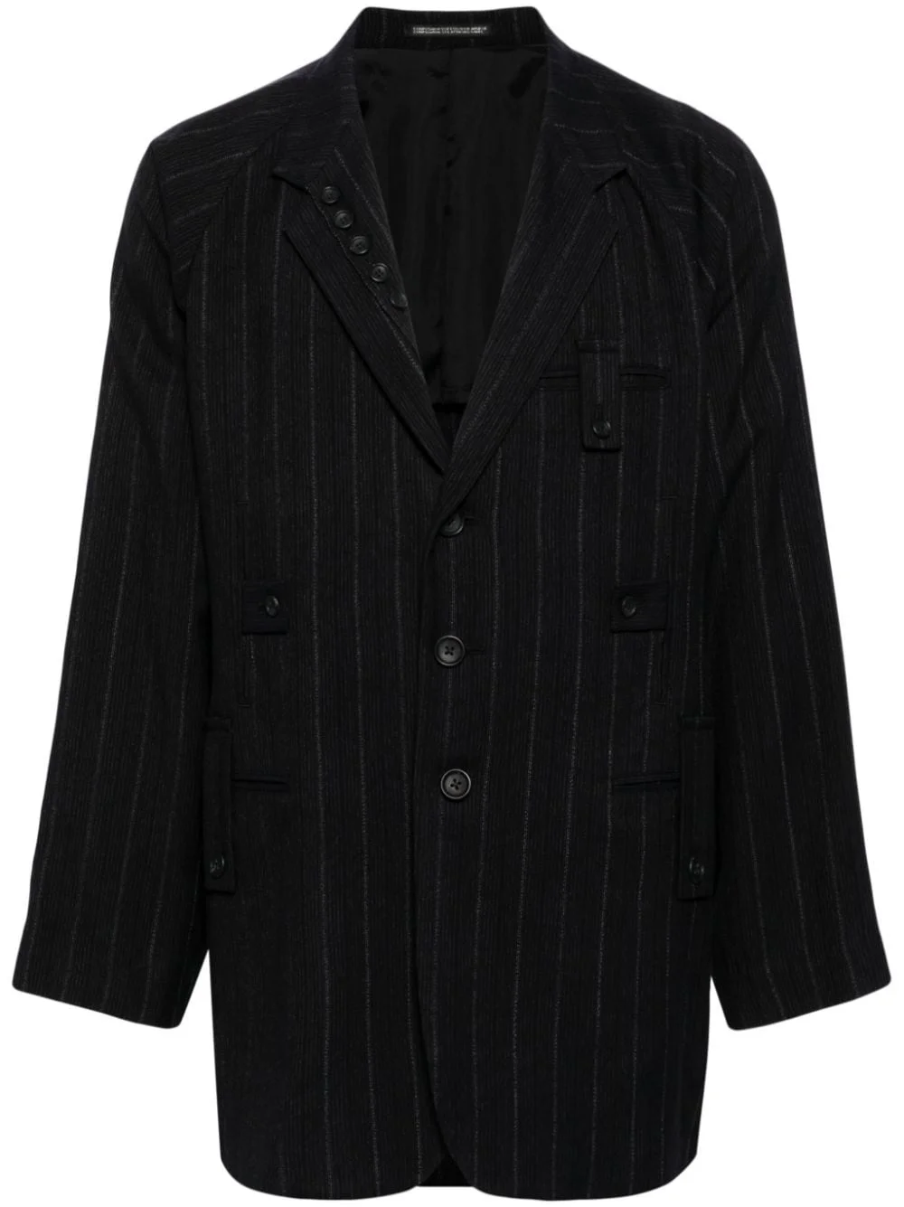 pinstriped single-breasted blazer - 1