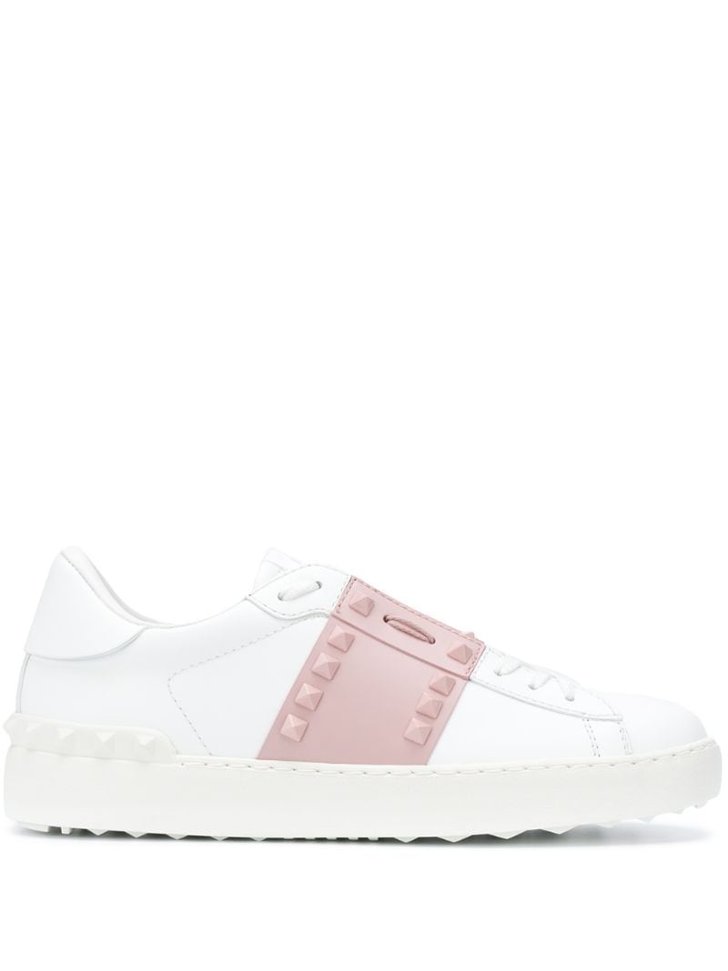 Rockstud open leather sneakers - 1