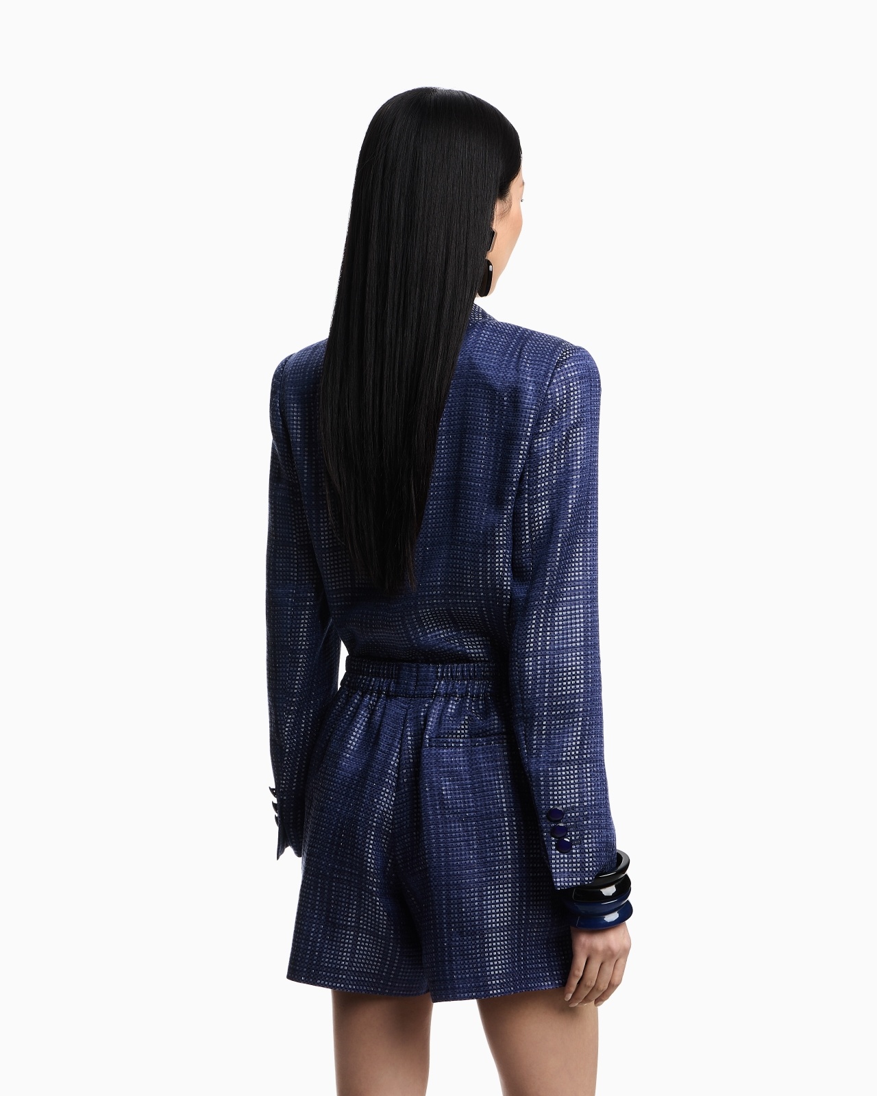 SHORTS WITH PLEATS IN A CUPRO BLEND WITH A CHECK MOTIF - 3