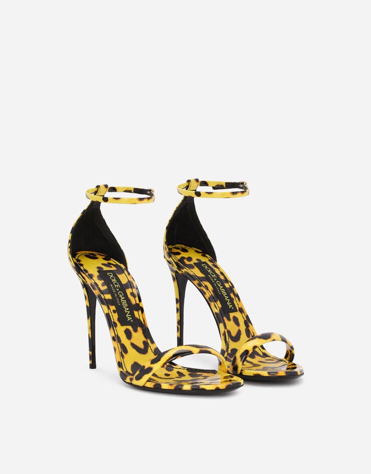 Leopard-print patent leather sandals with yellow base - 2