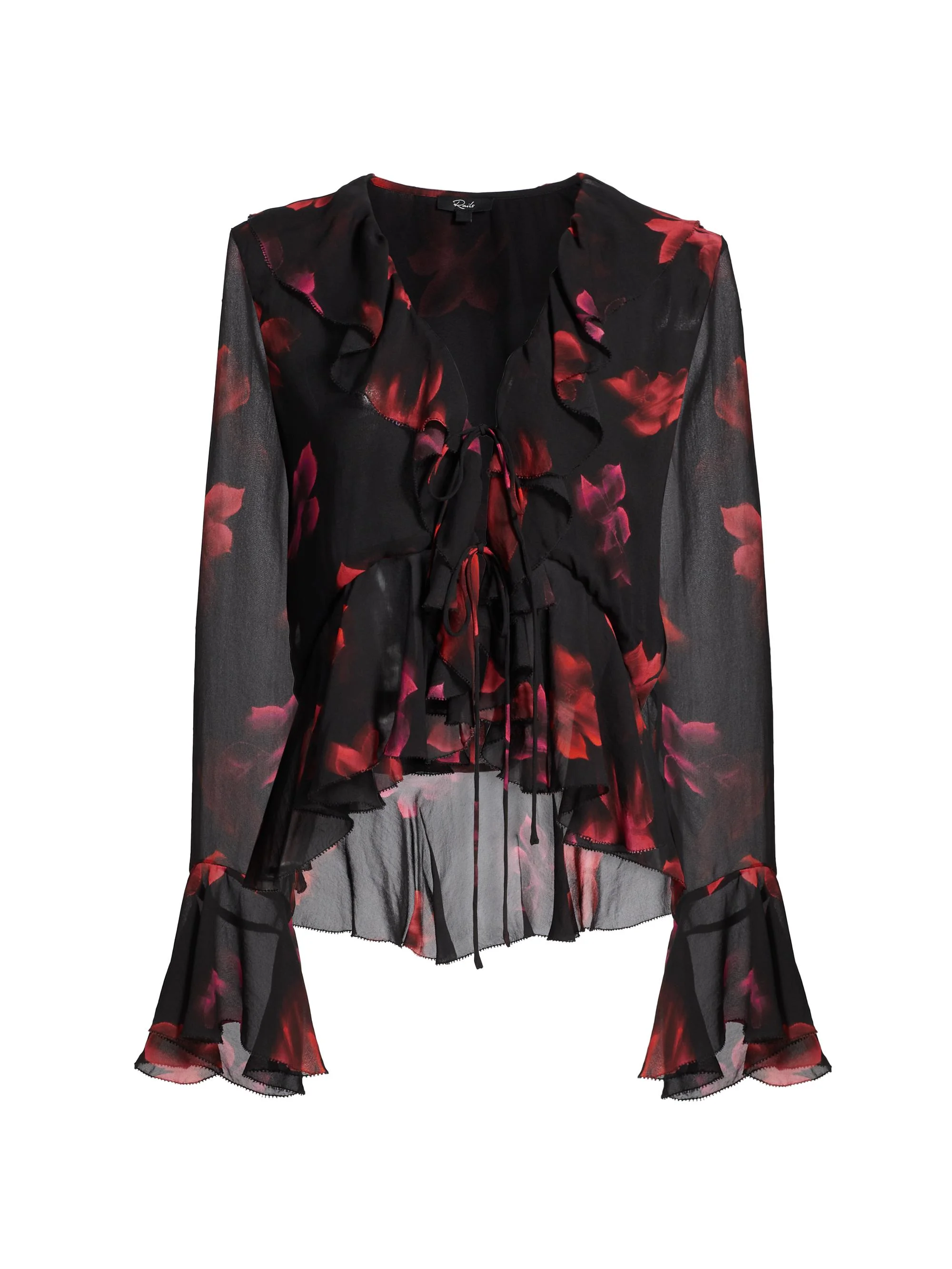 Women's Nicoletta Floral Chiffon Top - Dark Azalea - 1