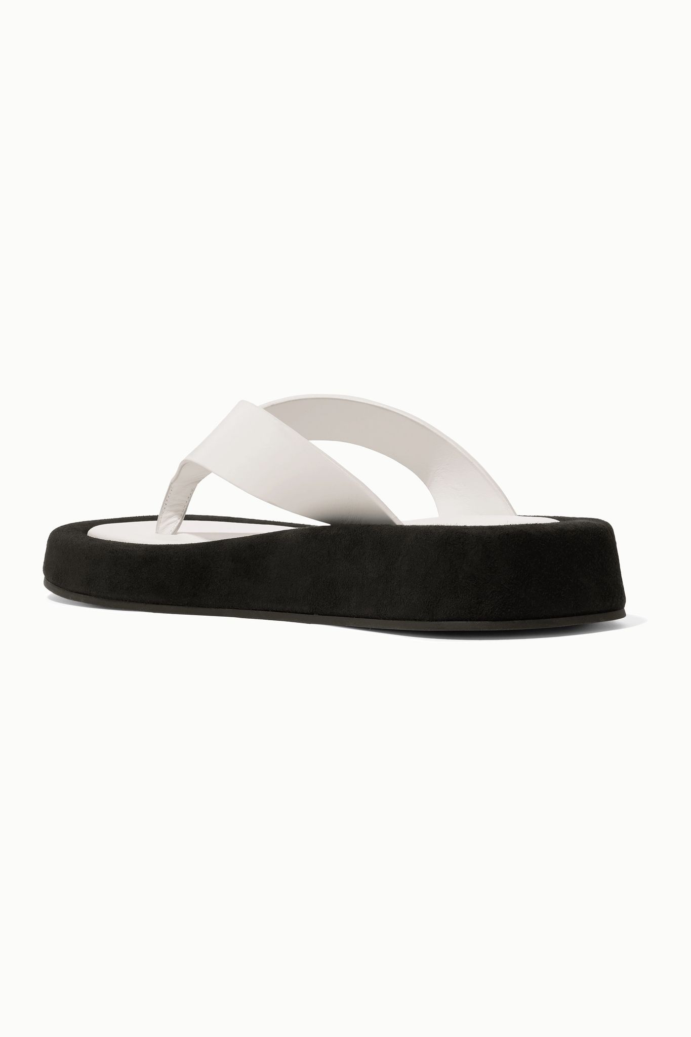 Ginza two-tone leather and suede platform flip flops - 4