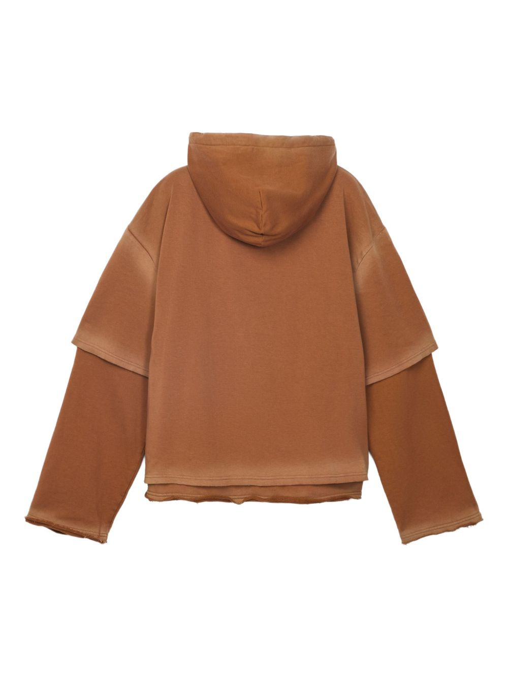 layered frayed-hem hoodie - 2