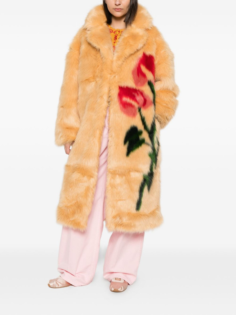 FARM RIO floral-motif faux-fur coat outlook