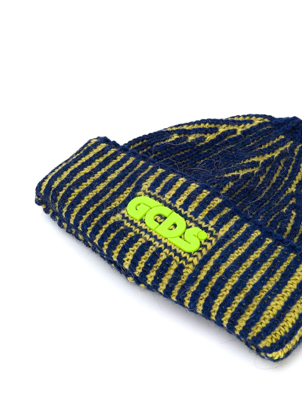 chunky knit logo patch beanie hat - 2