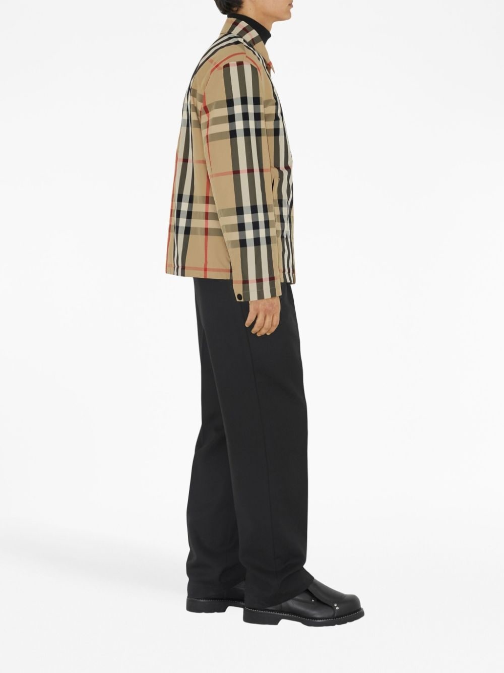 check-pattern shirt jacket - 3