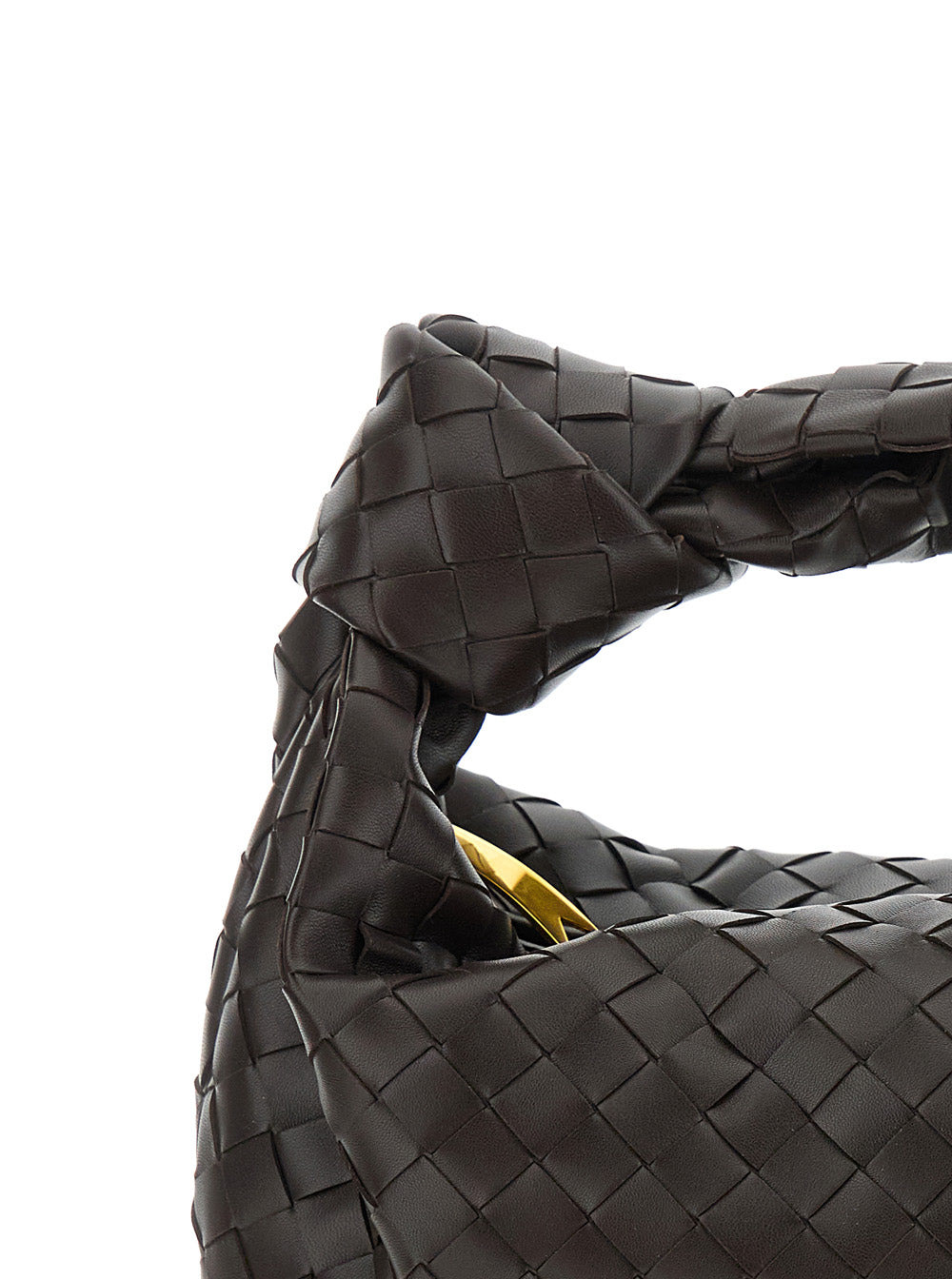 Bottega Veneta Women 'Jodie' Brown Small Shoulder Bag With Knot Detail And Intrecciato Motif In Leat - 5