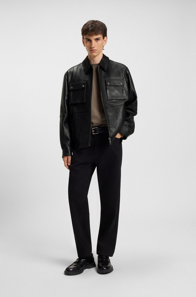 HUGO LEATHER FIELD JACKET IN A REGULAR FIT outlook