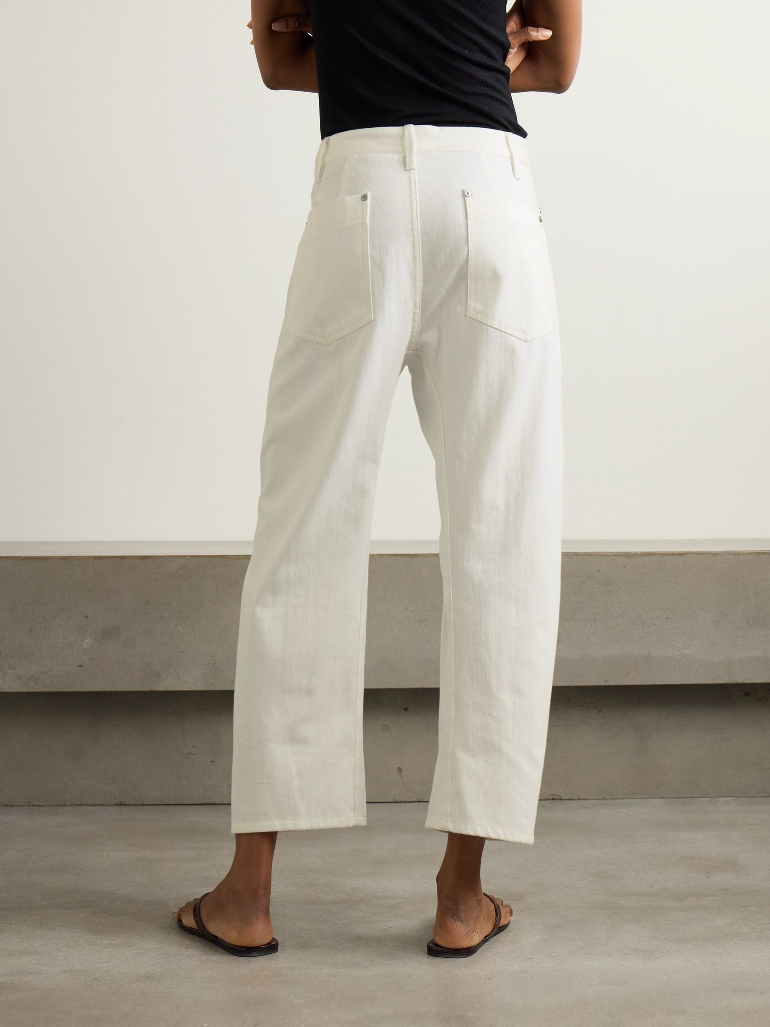 Bow high-rise barrel-leg jeans White - 4