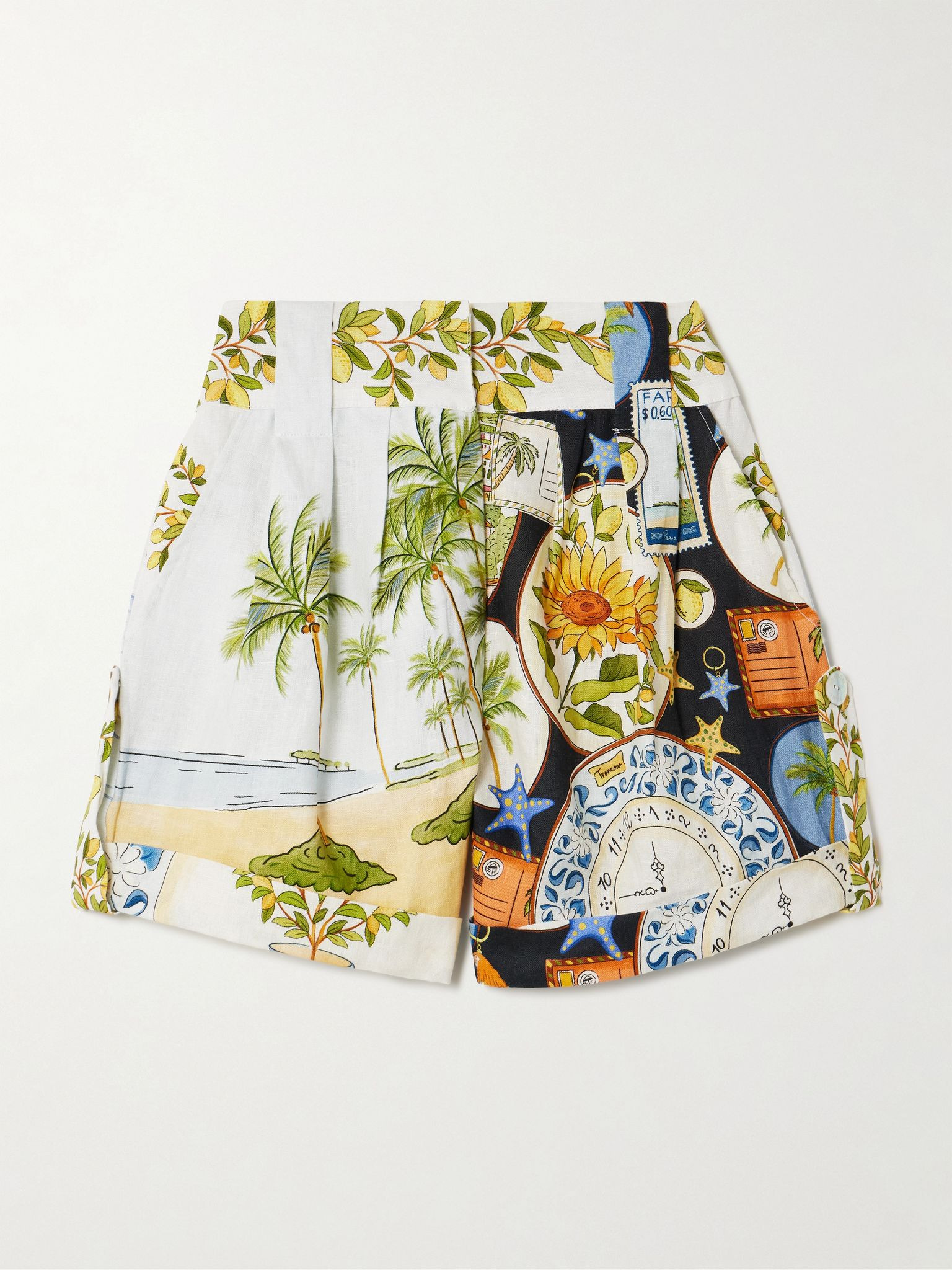 Printed linen shorts Light blue - 1