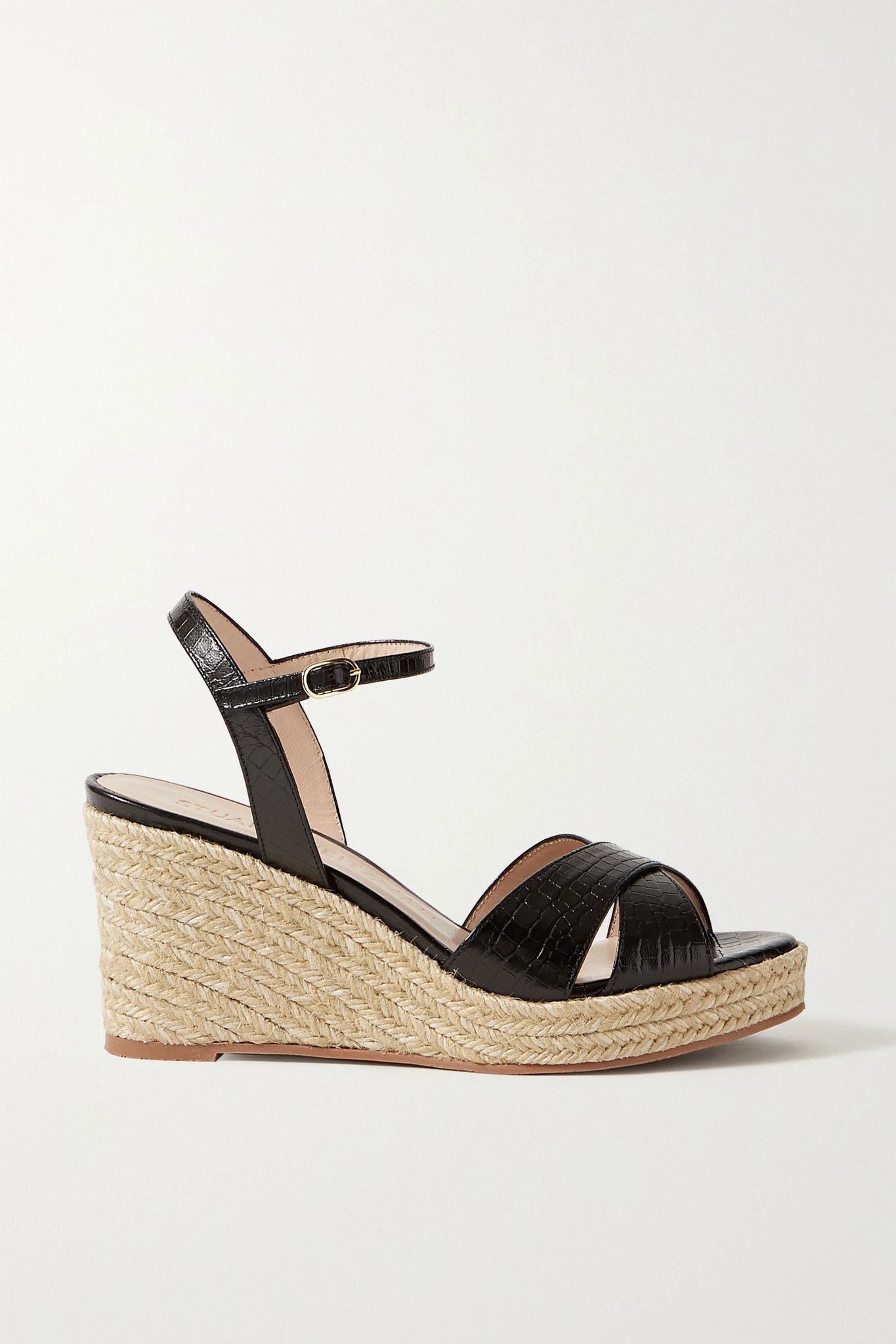 Rosemarie croc-effect leather espadrille wedge sandals - 1