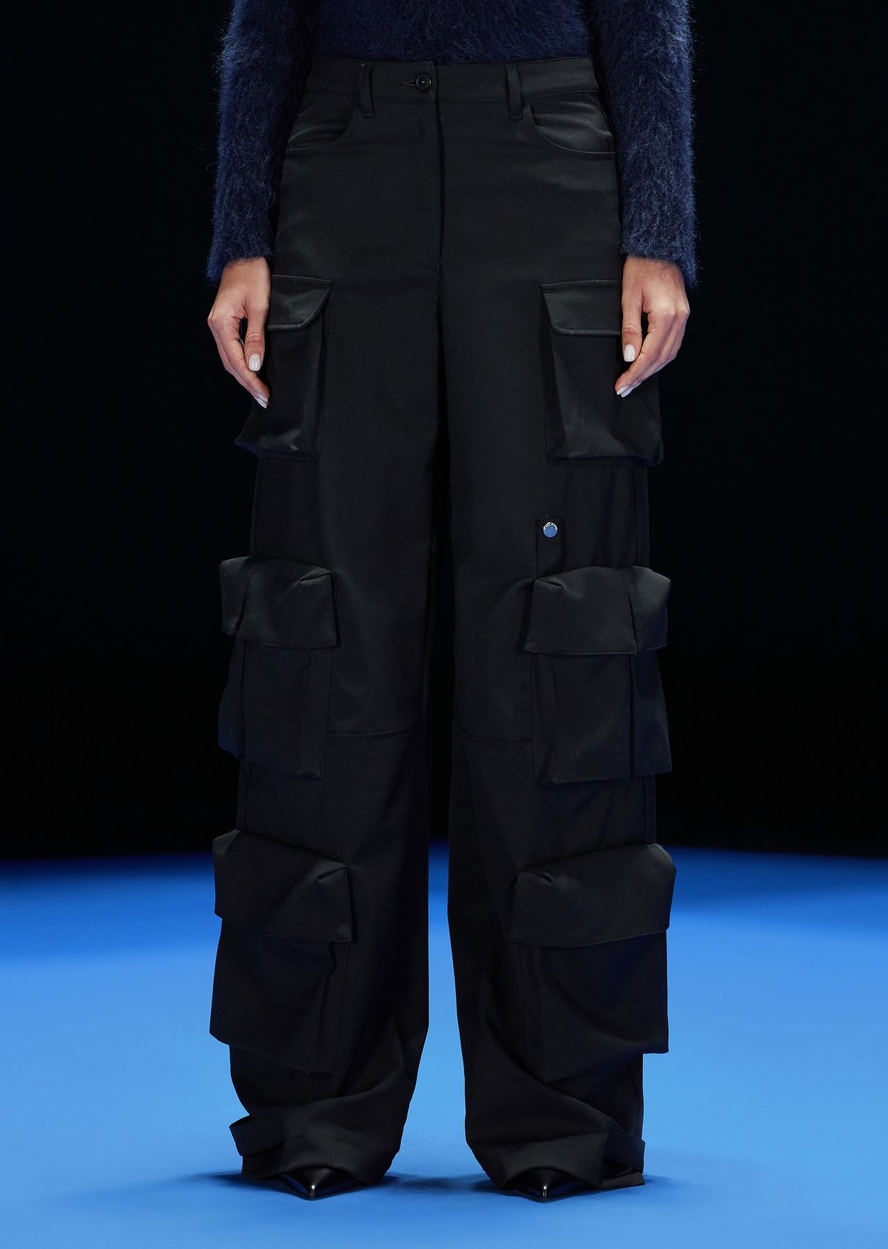 ASV Black Blue capsule collection multipocket wool-blend cargo trousers - 2