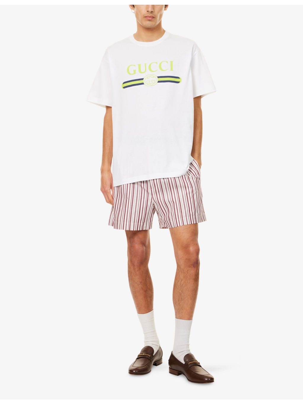 Stripe-Print Relaxed-Fit Cotton-Poplin Shorts - 2