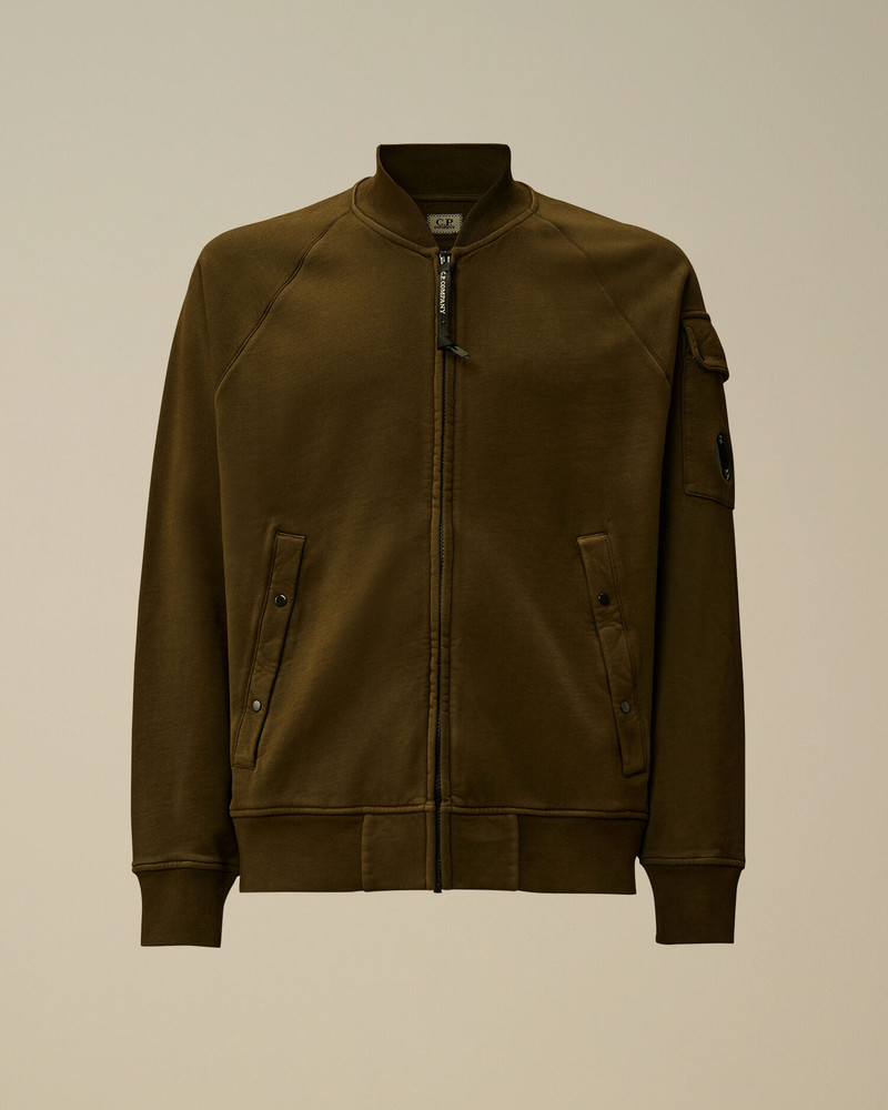 Brushed and Emerized Diagonal Fleece Bomber Full Zip Sweatshirt 1