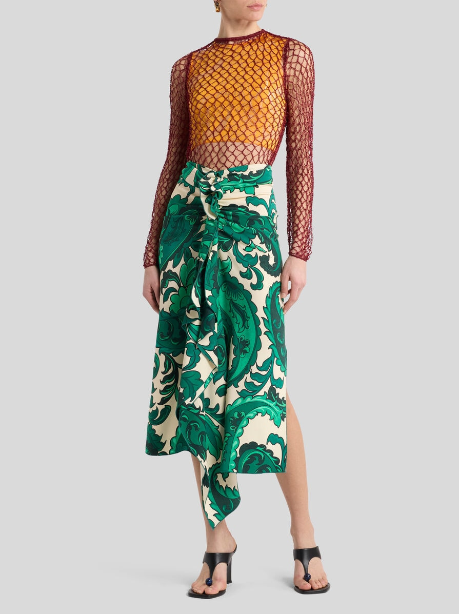 MIDI SKIRT WITH FLORAL PAISLEY PRINT - 4