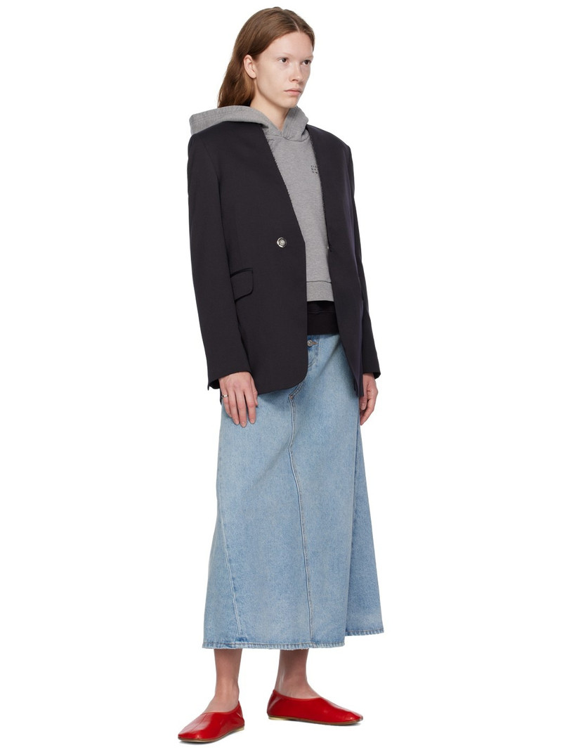 MM6 Maison Margiela Navy Raw Edge Blazer outlook