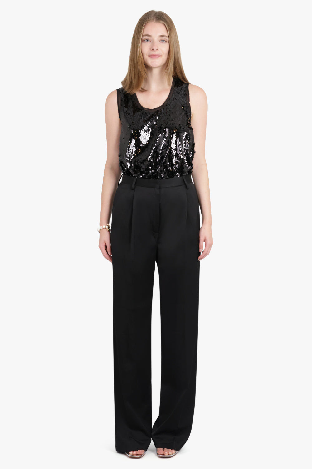 FISHSCALE SEQUIN OVERLAY S/LESS TOP | BLACK - 4