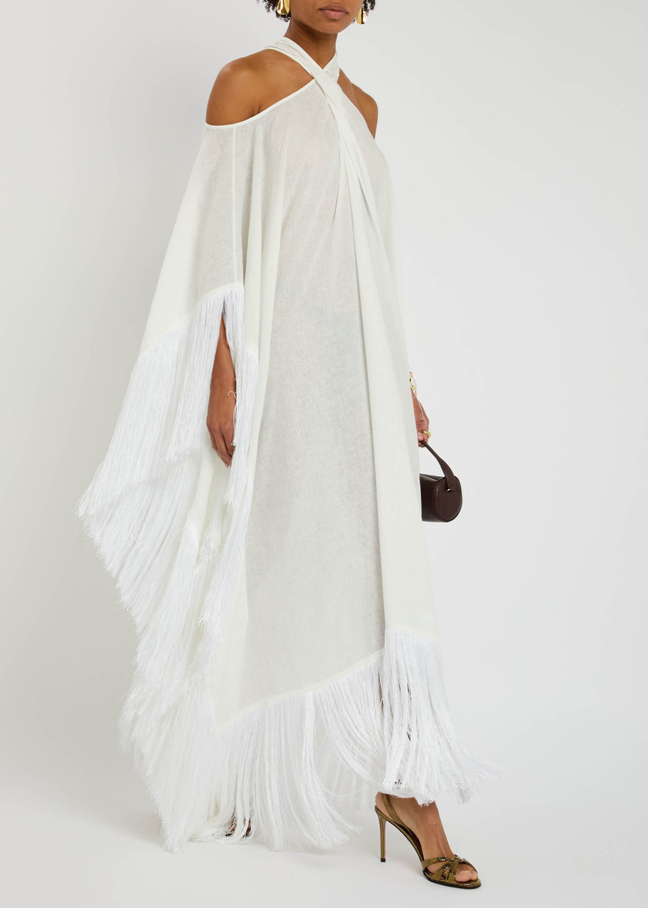 Taller Marmo Bambolino Fringed Linen Kaftan Dress - 4