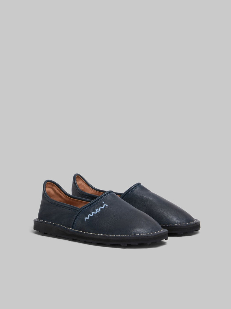 BLUE LEATHER SLIP-ON LOAFER WITH MARNI SYMBOL 2