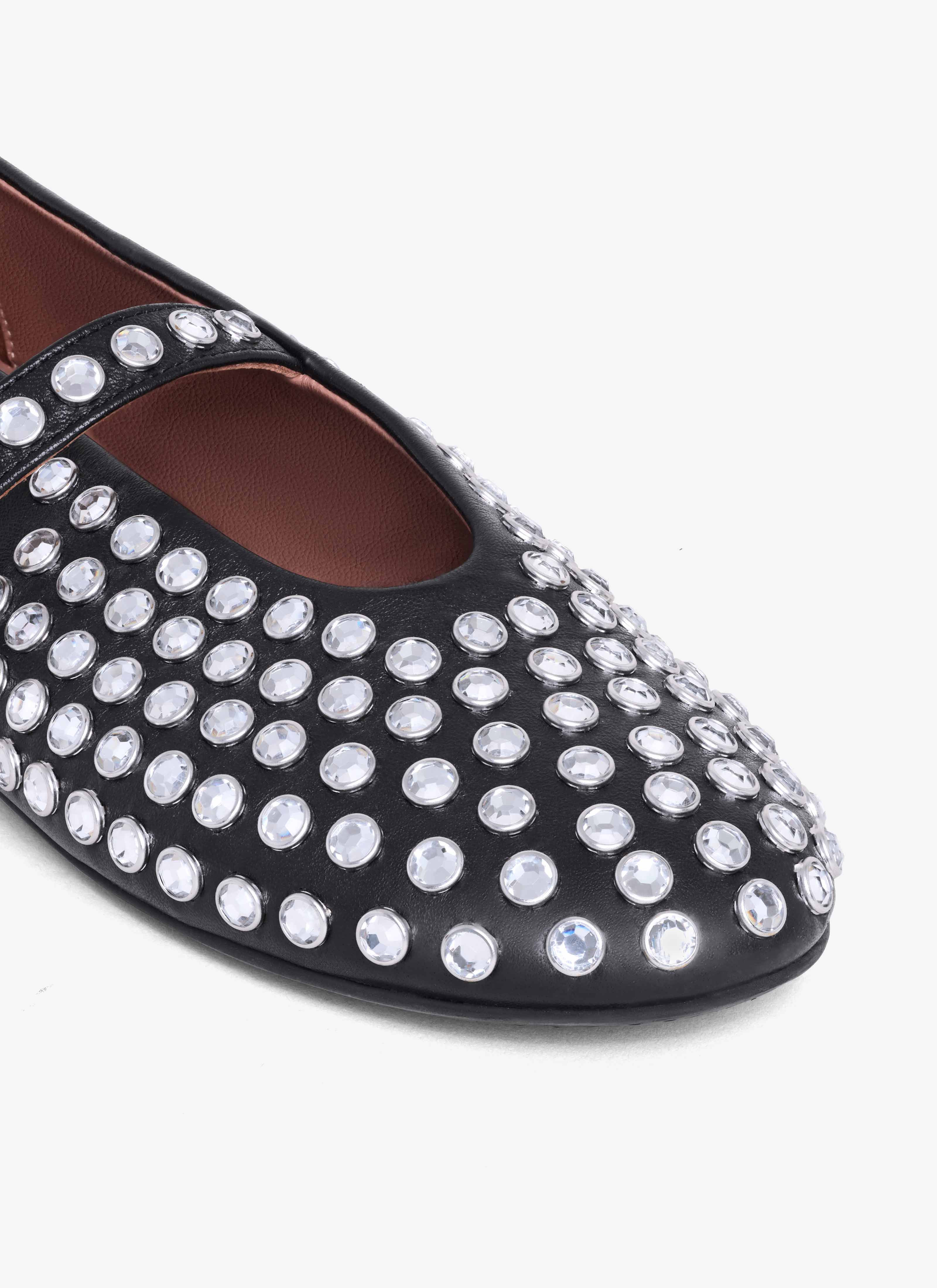 STRASS LAMBSKIN BALLET FLATS - 4