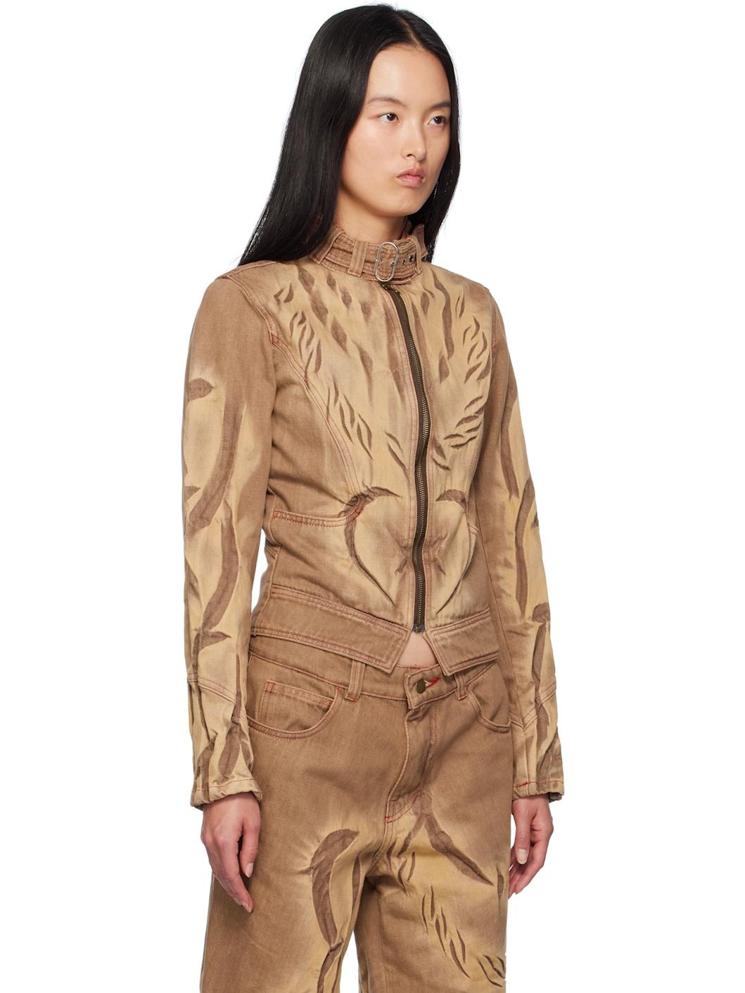 SSENSE Exclusive Brown Chain Racing Denim Jacket - 2