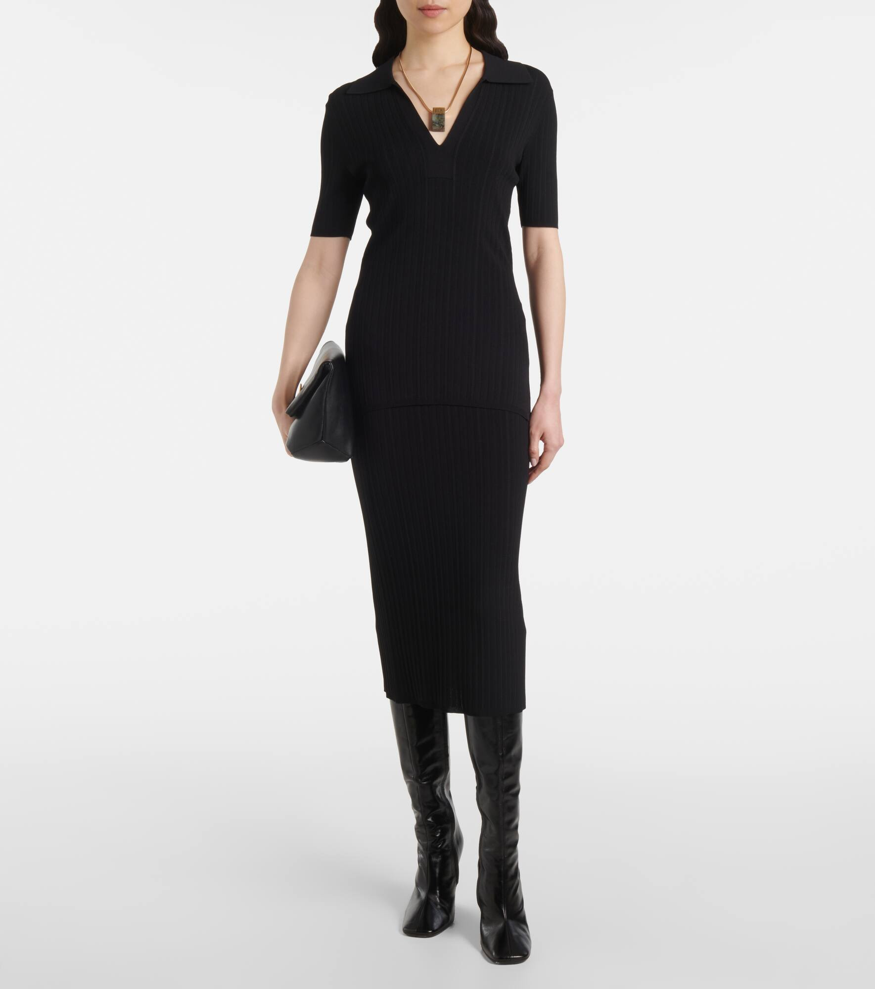 Ribbed-knit polo shirt - 2