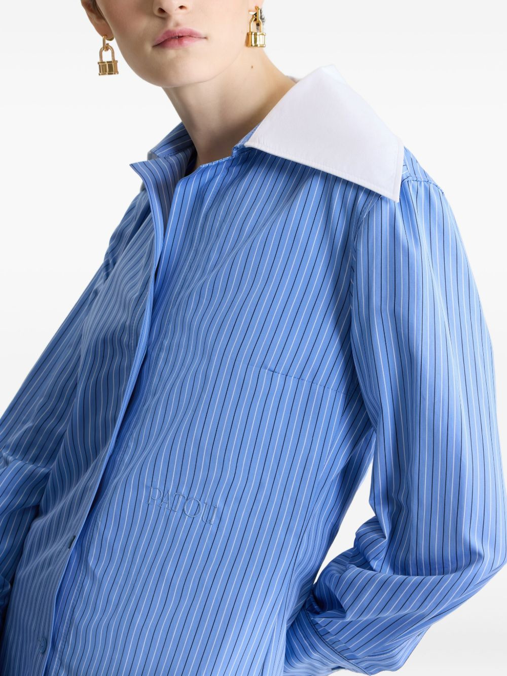wide-collar striped shirt - 5