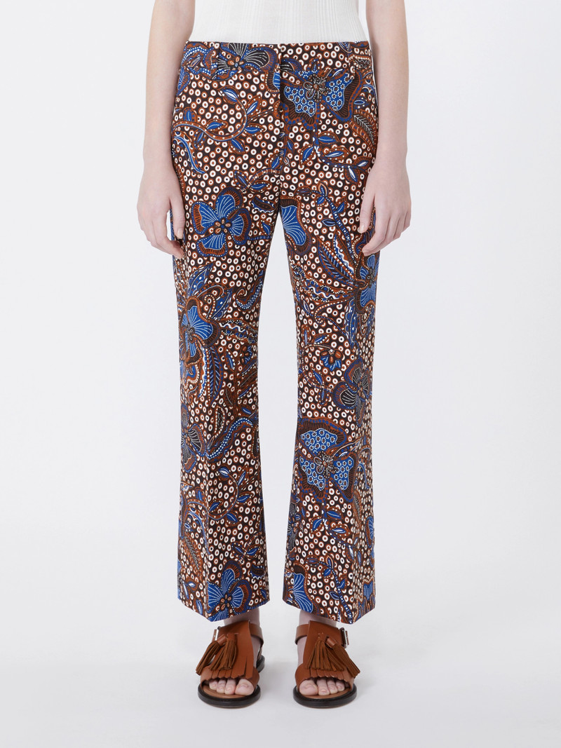 ONDE Printed basketweave cotton trousers - TOBACCO 3