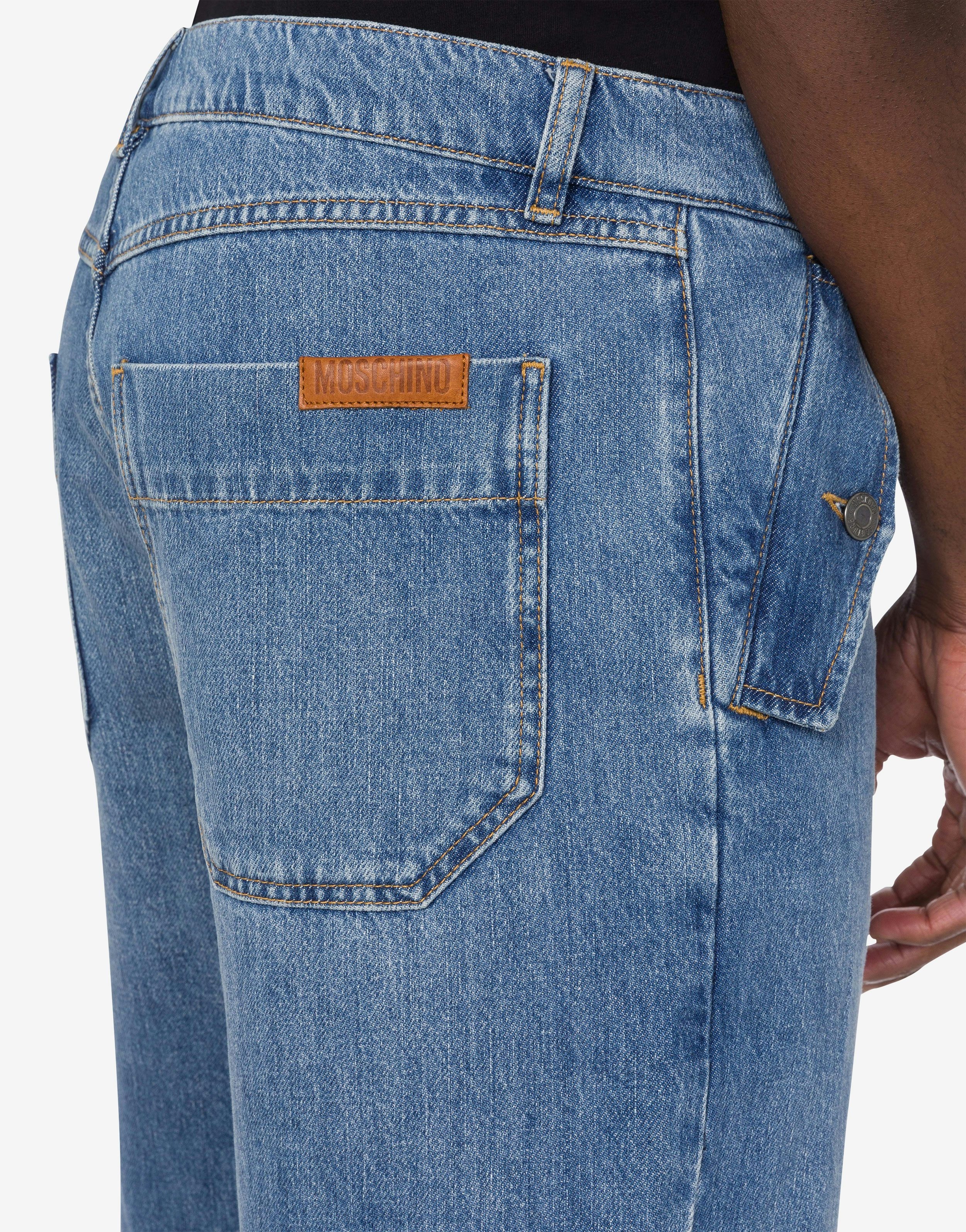 BLUE COTTON DENIM BERMUDA SHORTS - 4