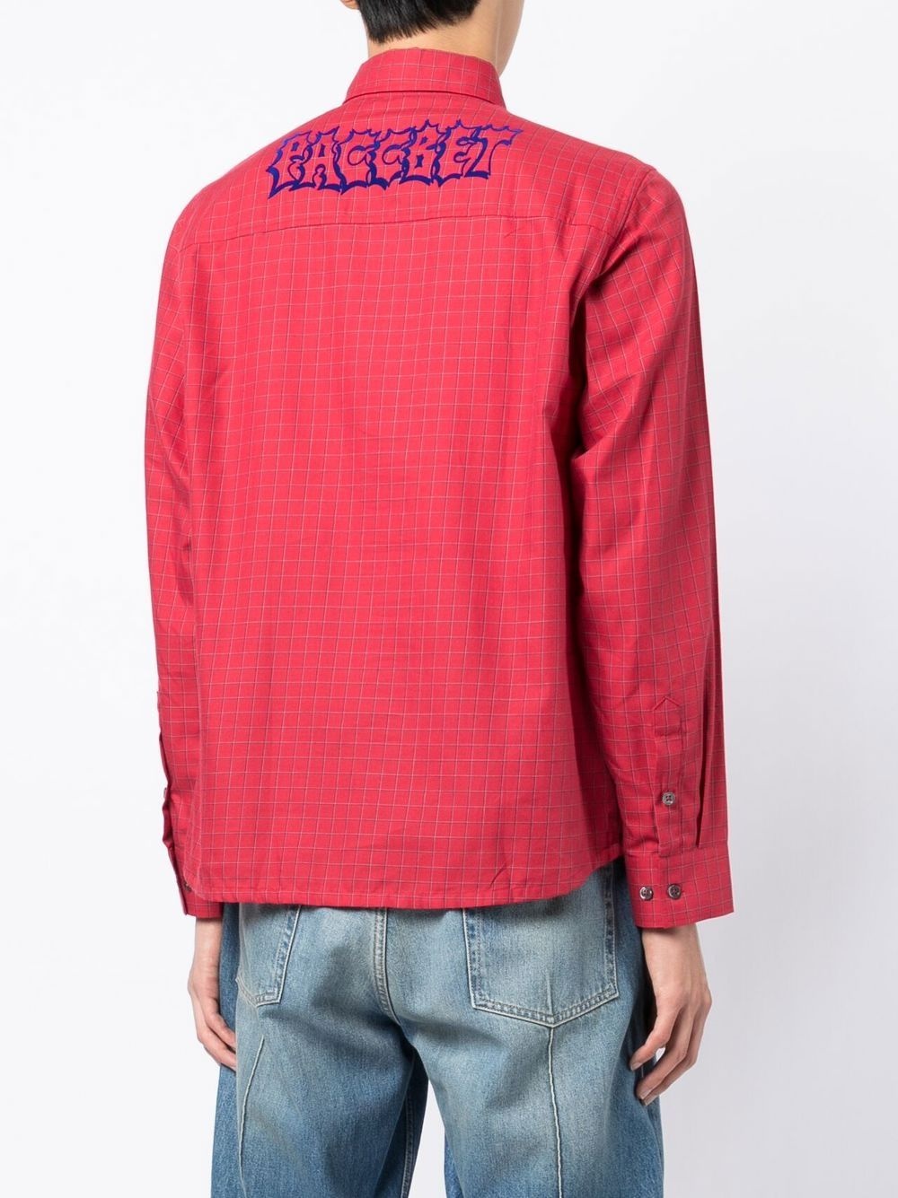 check-pattern logo-print shirt - 4