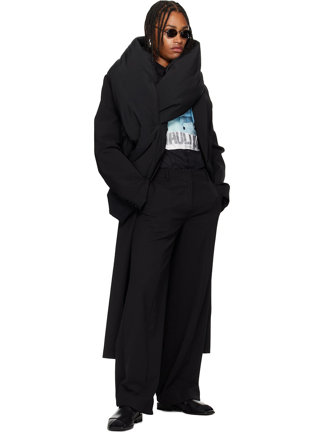 Black Padded Sleeve Scarf - 3