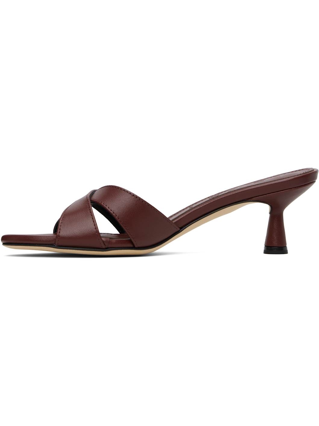 Burgundy Vero Leather Mules - 3