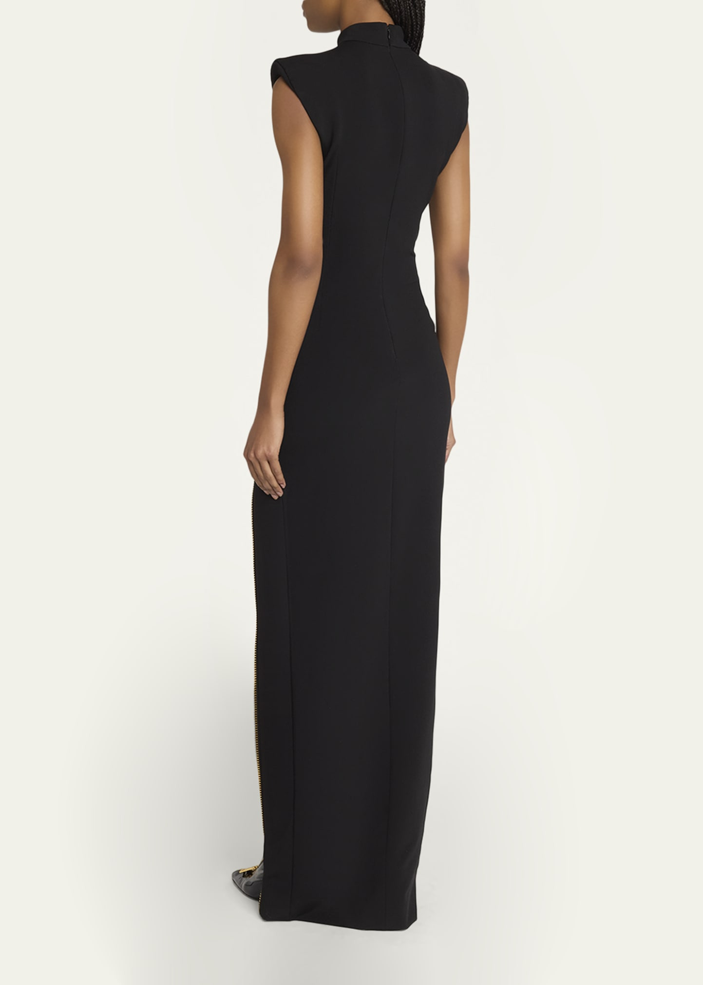 Mock-Neck Zip Slit Sleeveless Gown - 3