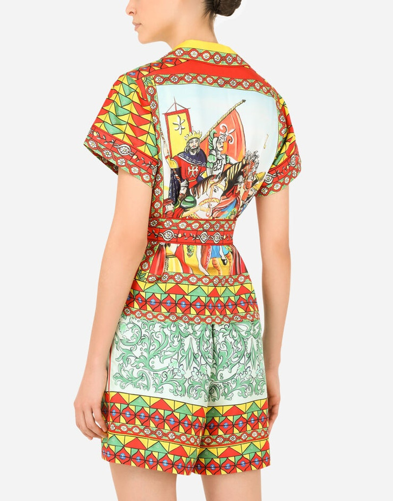 Carretto-print twill shirt with belt 5
