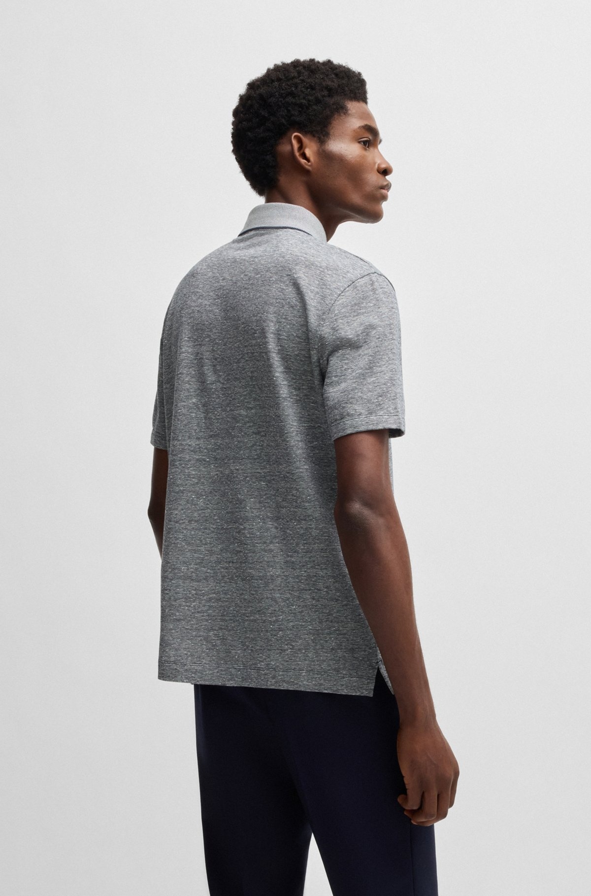 KNIT POLO SHIRT IN COTTON AND LINEN - 5