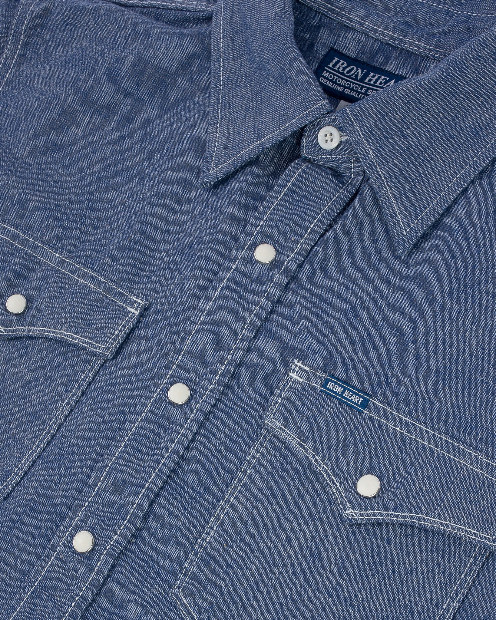 IHSH-13-BLU 10oz Selvedge Chambray Single Yoke Western Shirt - Blue - 15
