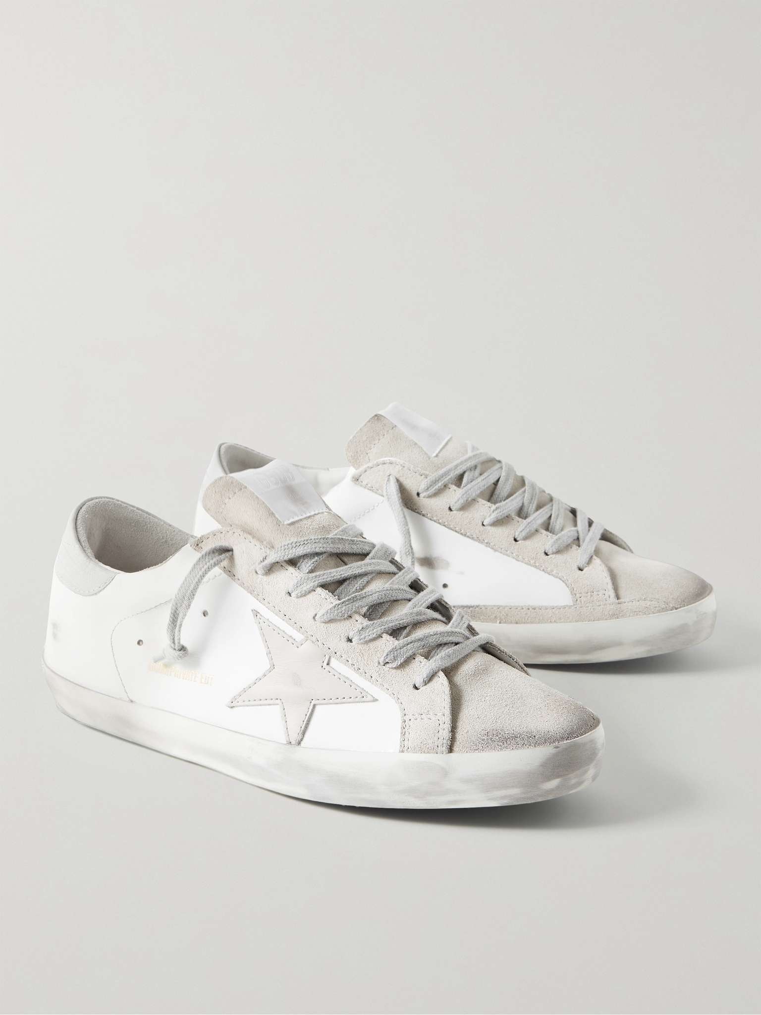 Superstar Distressed Leather and Suede Sneakers - 4