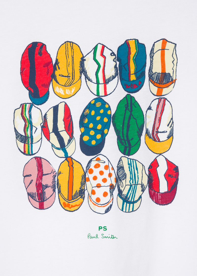 Paul Smith White 'Cycling Caps' Cotton T-Shirt outlook