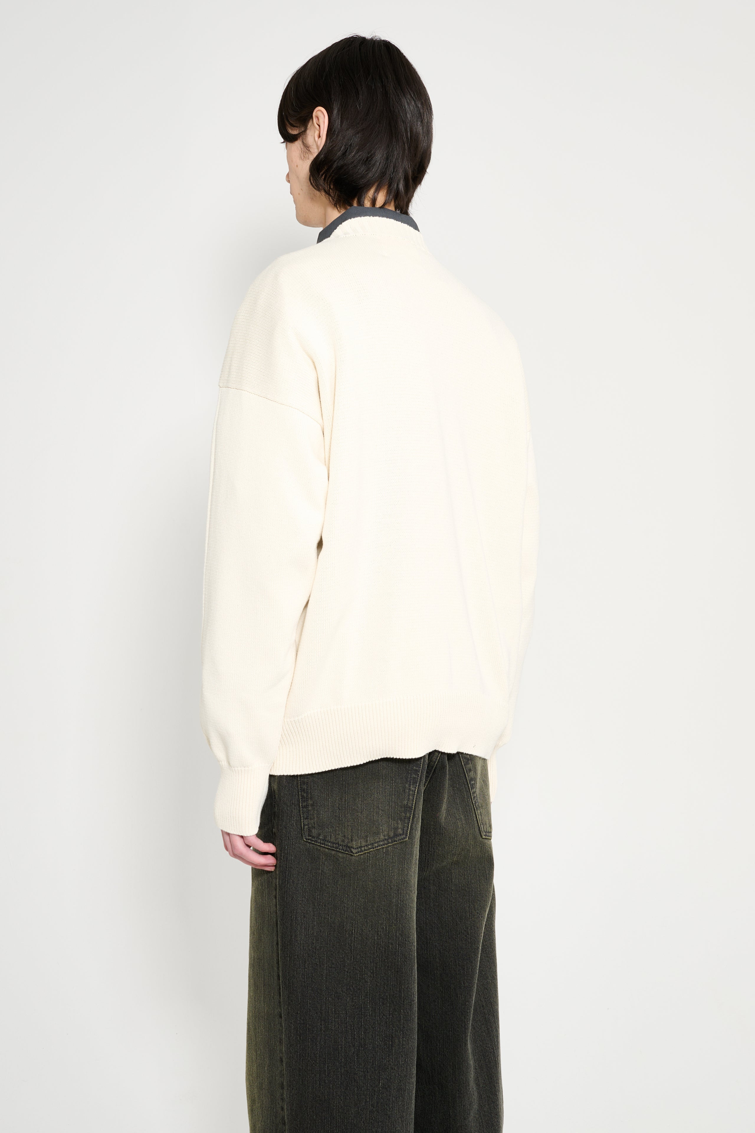 MARGARET HOWELL MHL CROSS OVER CREW DRY COTTON ECRU - 3